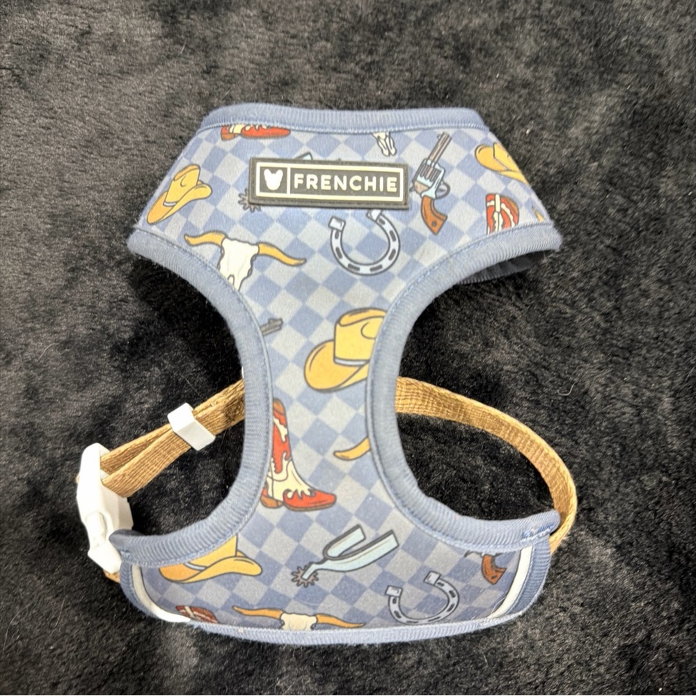 Frenchi Blue and Red Patterned Dog Harness